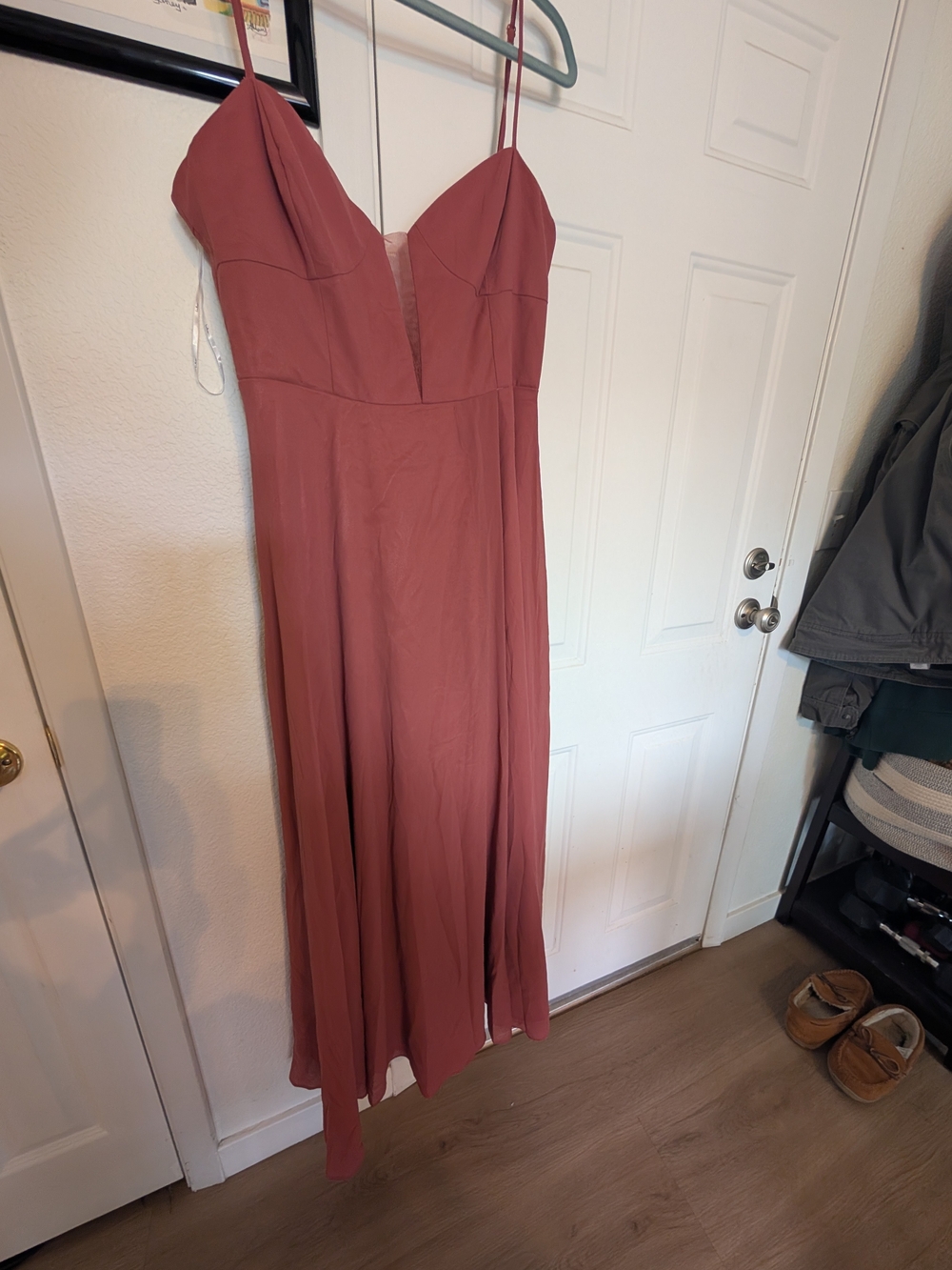 Spaghetti Strap V-Neck Maxi Dress in Mauve